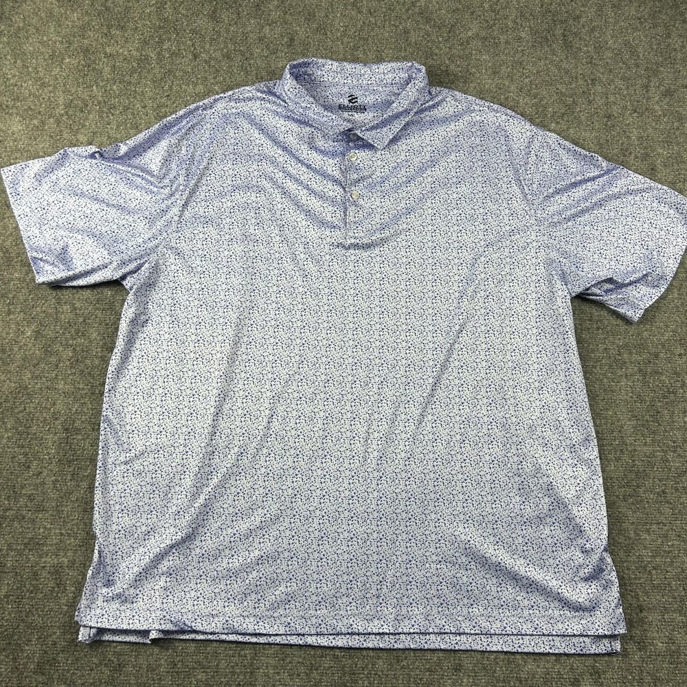 Elliott Collection‎ Polo Shirt Mens 2XL Purple Dots Moisture Wicking Performance